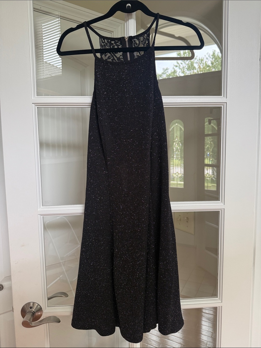 Sparkle High-Neck Black Evening Dress